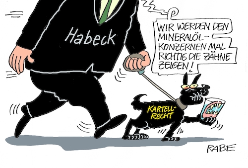 Cartoon: Kartell (medium) by RABE tagged energiewende,windkraft,windräder,solarenergie,umweltminister,robert,habeck,grüne,rabe,ralf,böhme,cartoon,karikatur,pressezeichnung,farbcartoon,tagescartoon,michel,lastenträger,kosten,energiepreise,spritpreise,benzinpreise,hund,leine,zähne,kartellamt,kartellrecht,mineralölkonzerne,steuergewinn,energiewende,windkraft,windräder,solarenergie,umweltminister,robert,habeck,grüne,rabe,ralf,böhme,cartoon,karikatur,pressezeichnung,farbcartoon,tagescartoon,michel,lastenträger,kosten,energiepreise,spritpreise,benzinpreise,hund,leine,zähne,kartellamt,kartellrecht,mineralölkonzerne,steuergewinn