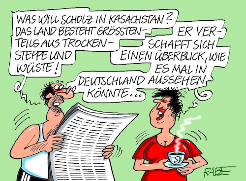 Cartoon: Kasachstan (medium) by RABE tagged ampel,ampelregierung,rot,grün,gelb,fdp,spd,grüne,rabe,ralf,böhme,cartoon,karikatur,pressezeichnung,farbcartoon,tagescartoon,pöbelei,pöbler,bestrafung,regelung,beschimpfung,bundestag,abgeordnete,kasachstan,steppe,wüste,besuch,olaf,scholz,ampel,ampelregierung,rot,grün,gelb,fdp,spd,grüne,rabe,ralf,böhme,cartoon,karikatur,pressezeichnung,farbcartoon,tagescartoon,pöbelei,pöbler,bestrafung,regelung,beschimpfung,bundestag,abgeordnete,kasachstan,steppe,wüste,besuch,olaf,scholz