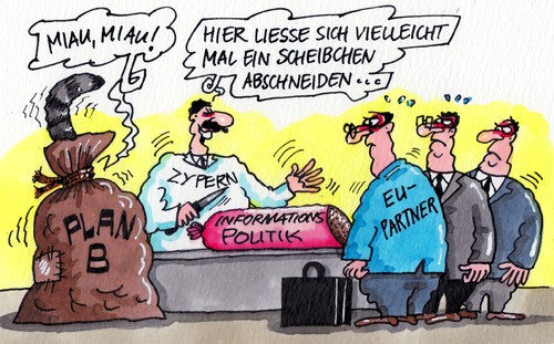 Cartoon: Katze im Sack mit Salamitaktik (medium) by RABE tagged zypern,rettungspaket,eu,euro,krise,staatspleite,merkel,schäuble,brüssel,stattschefs,europartner,informationspolitik,rabe,ralf,böhme,cartoon,karikatur,regierung,rettung,staatspräsident,troika,parlament,fond,eigenanteil,russland,hilfspaket,währungskommissar,eurogruppe,zwangsabgabe,katze,sack,salami,salamitaktik,miau,scheibe,wurst,zypern,rettungspaket,eu,euro,krise,staatspleite,merkel,schäuble,brüssel,stattschefs,europartner,informationspolitik,rabe,ralf,böhme,cartoon,karikatur,regierung,rettung,staatspräsident,troika,parlament,fond,eigenanteil,russland,hilfspaket,währungskommissar,eurogruppe,zwangsabgabe,katze,sack,salami,salamitaktik,miau,scheibe,wurst