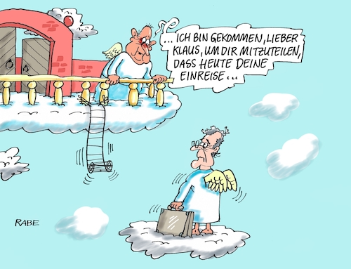 Cartoon: Kinkel (medium) by RABE tagged petrus,himmel,himmelstor,fdp,außenminister,engel,tod,wolken,rabe,ralf,böhme,cartoon,karikatur,pressezeichnung,farbcartoon,tagescartoon,hans,dietrich,genscher,klaus,kinkel,außenpolitik,balkon,prag,wende,ausreise,einreise,petrus,himmel,himmelstor,fdp,außenminister,engel,tod,wolken,rabe,ralf,böhme,cartoon,karikatur,pressezeichnung,farbcartoon,tagescartoon,hans,dietrich,genscher,klaus,kinkel,außenpolitik,balkon,prag,wende,ausreise,einreise