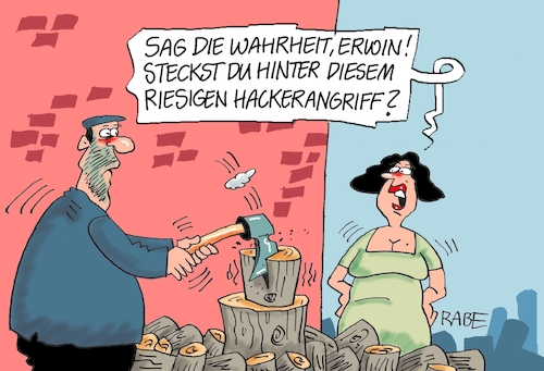 Cartoon: KKleingehacktes (medium) by RABE tagged cyberangriff,hackerangriff,lösegeldforderung,rechner,it,computer,schadsoftware,rabe,ralf,böhme,cartoon,karikatur,pressezeichnung,farbcartoon,tagescartoon,holz,hackklotz,beil,axt,holzhacker,cyberattacke,cyberangriff,hackerangriff,lösegeldforderung,rechner,it,computer,schadsoftware,rabe,ralf,böhme,cartoon,karikatur,pressezeichnung,farbcartoon,tagescartoon,holz,hackklotz,beil,axt,holzhacker,cyberattacke