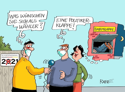 Cartoon: Klappe die Erste (medium) by RABE tagged bundestagswahl,wahlkampf,osten,ddr,ostbeauftragter,bundesregierung,recht,rabe,ralf,böhme,cartoon,karikatur,pressezeichnung,farbcartoon,tagescartoon,kanzleramt,laschet,gartenzwerg,reporter,mikro,baby,babyklappe,interview,bundestagswahl,wahlkampf,osten,ddr,ostbeauftragter,bundesregierung,recht,rabe,ralf,böhme,cartoon,karikatur,pressezeichnung,farbcartoon,tagescartoon,kanzleramt,laschet,gartenzwerg,reporter,mikro,baby,babyklappe,interview