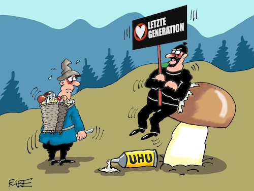 Cartoon: Klimasammler (medium) by RABE tagged pilze,pilzsucher,pilzsammler,wald,steinpilze,birkenpilze,pfifferlinge,rabe,ralf,böhme,cartoon,karikatur,pressezeichnung,farbcartoon,tagescartoon,riesenpilz,wachstum,pilzesammler,steinpilzstelle,klima,klimaaktivist,letzte,generation,leim,leimtube,uhu,pilze,pilzsucher,pilzsammler,wald,steinpilze,birkenpilze,pfifferlinge,rabe,ralf,böhme,cartoon,karikatur,pressezeichnung,farbcartoon,tagescartoon,riesenpilz,wachstum,pilzesammler,steinpilzstelle,klima,klimaaktivist,letzte,generation,leim,leimtube,uhu