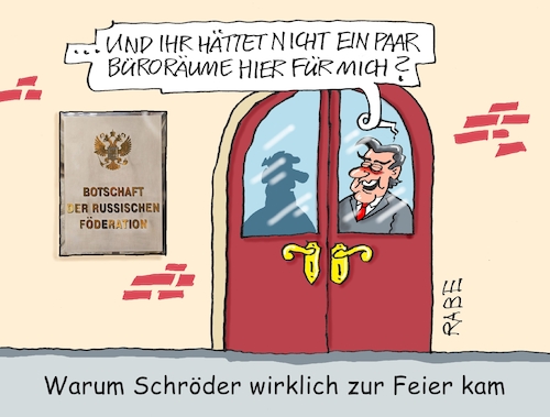 Cartoon: Klinkenputzer (medium) by RABE tagged gerhard,schröder,altkanzler,spd,rabe,ralf,böhme,cartoon,karikatur,pressezeichnung,farbcartoon,tagescartoon,berlin,büro,rechtsstreit,gericht,aberkennung,entzug,botschaft,russland,feier,feierlichkeiten,befreiungstag,faschismus,büroräume,russlandkenner,putin,putinfreund,gerhard,schröder,altkanzler,spd,rabe,ralf,böhme,cartoon,karikatur,pressezeichnung,farbcartoon,tagescartoon,berlin,büro,rechtsstreit,gericht,aberkennung,entzug,botschaft,russland,feier,feierlichkeiten,befreiungstag,faschismus,büroräume,russlandkenner,putin,putinfreund