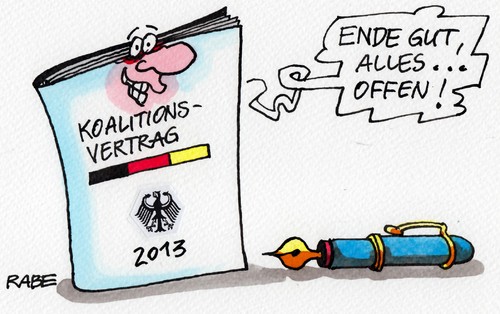 Cartoon: K.O. Vertrag (medium) by RABE tagged koalitionsvertrag,koalitionsrunde,koalitionsgespräche,regierung,kanzlerin,merkel,cdu,union,csu,seehofer,gabriel,nahles,spd,sozialdemokraten,steuererhöhung,mindestlohn,berlin,unterzeichnung,rabe,ralf,böhme,cartoon,karikatur,pressezeichnung,farbcartoon,füllhalter,unterschrift,ende,bundesregierung,regierungsfähigkeit,nachbesserung,koalitionsvertrag,koalitionsrunde,koalitionsgespräche,regierung,kanzlerin,merkel,cdu,union,csu,seehofer,gabriel,nahles,spd,sozialdemokraten,steuererhöhung,mindestlohn,berlin,unterzeichnung,rabe,ralf,böhme,cartoon,karikatur,pressezeichnung,farbcartoon,füllhalter,unterschrift,ende,bundesregierung,regierungsfähigkeit,nachbesserung