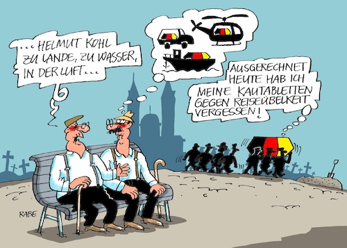 Cartoon: Kohl Beisetzung (medium) by RABE tagged altkanzler,helmut,kohl,beisetzung,trauerfeier,spey,dom,eu,parlament,grabesrede,rabe,ralf,böhme,cartoon,karikatur,pressezeichnung,farbcartoon,tagescartoon,friedhof,bank,rentner,beistzung,famileingrab,land,wasser,luft,pkw,schiff,hubschrauber,kautabletten,reiseübelkeit,altkanzler,helmut,kohl,beisetzung,trauerfeier,spey,dom,eu,parlament,grabesrede,rabe,ralf,böhme,cartoon,karikatur,pressezeichnung,farbcartoon,tagescartoon,friedhof,bank,rentner,beistzung,famileingrab,land,wasser,luft,pkw,schiff,hubschrauber,kautabletten,reiseübelkeit