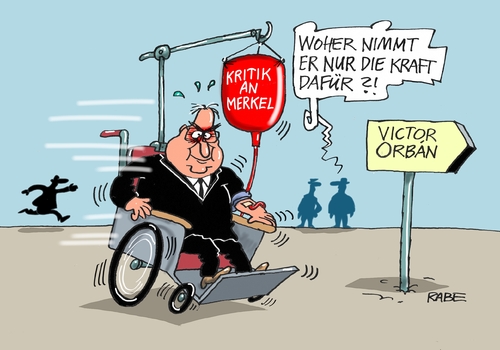 Cartoon: Kohl Orban (medium) by RABE tagged ungarn,victor,orban,helmut,kohl,besuch,kritik,merkel,flüchtlingskurs,flüchtlingskrise,rabe,ralf,böhme,cartoon,karikatur,pressezeichnung,farbcartoon,tagescartoon,rollstuhl,blutkonserve,transfusion,balkanroute,grenzschließung,ungarn,victor,orban,helmut,kohl,besuch,kritik,merkel,flüchtlingskurs,flüchtlingskrise,rabe,ralf,böhme,cartoon,karikatur,pressezeichnung,farbcartoon,tagescartoon,rollstuhl,blutkonserve,transfusion,balkanroute,grenzschließung