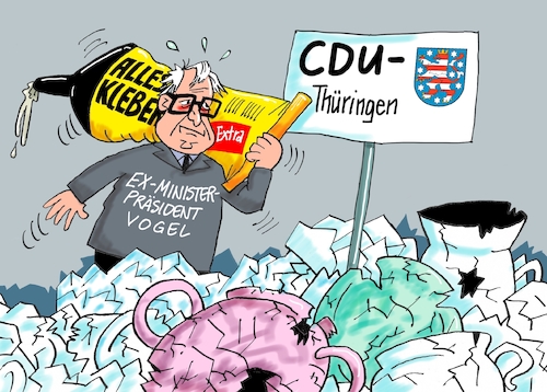 Cartoon: Kraftkleber II (medium) by RABE tagged landtagswahlen,wahlergebnisse,sachsen,brandenburg,groko,spd,cdu,rabe,ralf,böhme,cartoon,karikatur,pressezeichnung,farbcartoon,tagescartoon,arzt,doktor,csu,afd,verluste,rechte,populismus,erfurt,thüringen,ramelow,linke,grüne,mike,mohring,höcke,bernhard,vogel,exministerpräsident,dieter,althaus,eichsfeld,projektregierung,scherben,scherbenhaufen,porzellan,kleber,kraftkleber,uhu,landtagswahlen,wahlergebnisse,sachsen,brandenburg,groko,spd,cdu,rabe,ralf,böhme,cartoon,karikatur,pressezeichnung,farbcartoon,tagescartoon,arzt,doktor,csu,afd,verluste,rechte,populismus,erfurt,thüringen,ramelow,linke,grüne,mike,mohring,höcke,bernhard,vogel,exministerpräsident,dieter,althaus,eichsfeld,projektregierung,scherben,scherbenhaufen,porzellan,kleber,kraftkleber,uhu