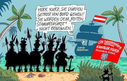 Cartoon: Kurzbesuch (medium) by RABE tagged sebastian,kurz,kanzler,österreich,kurzbesuch,erfurt,thühringen,jahresempfang,cdu,messehalle,landeshauptstadt,rabe,ralf,böhme,cartoon,karikatur,pressezeichnung,farbcartoon,tagescartoon,bodo,ramelow,ministerpräsident,linke,grüne,spd,häuptling,sebastian,kurz,kanzler,österreich,kurzbesuch,erfurt,thühringen,jahresempfang,cdu,messehalle,landeshauptstadt,rabe,ralf,böhme,cartoon,karikatur,pressezeichnung,farbcartoon,tagescartoon,bodo,ramelow,ministerpräsident,linke,grüne,spd,häuptling