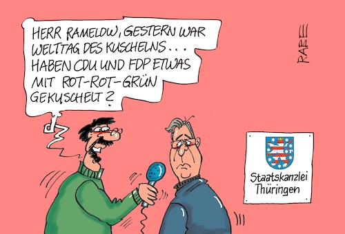 Cartoon: Kuschelkurs (medium) by RABE tagged landtagswahlen,wahlergebnisse,sachsen,brandenburg,groko,spd,cdu,rabe,ralf,böhme,cartoon,karikatur,pressezeichnung,farbcartoon,tagescartoon,arzt,doktor,csu,afd,verluste,rechte,populismus,thüringen,erfurt,ramelow,staatskanzlei,minderheitsregierung,projektregierung,althaus,mohring,höcke,welttag,welttage,kuscheln,kuschelkurs,landtagswahlen,wahlergebnisse,sachsen,brandenburg,groko,spd,cdu,rabe,ralf,böhme,cartoon,karikatur,pressezeichnung,farbcartoon,tagescartoon,arzt,doktor,csu,afd,verluste,rechte,populismus,thüringen,erfurt,ramelow,staatskanzlei,minderheitsregierung,projektregierung,althaus,mohring,höcke,welttag,welttage,kuscheln,kuschelkurs