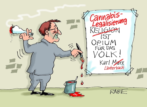 Cartoon: Lauterbachs Opium (medium) by RABE tagged cannabis,legalisierung,özdemir,lauterbach,hanf,hanfanbau,rabe,ralf,böhme,cartoon,karikatur,pressezeichnung,farbcartoon,tagescartoon,brennstäbe,brennelemente,tüte,gesetzesvorlage,legalität,buschmann,fdp,karl,marx,opium,volk,gras,cannabis,legalisierung,özdemir,lauterbach,hanf,hanfanbau,rabe,ralf,böhme,cartoon,karikatur,pressezeichnung,farbcartoon,tagescartoon,brennstäbe,brennelemente,tüte,gesetzesvorlage,legalität,buschmann,fdp,karl,marx,opium,volk,gras