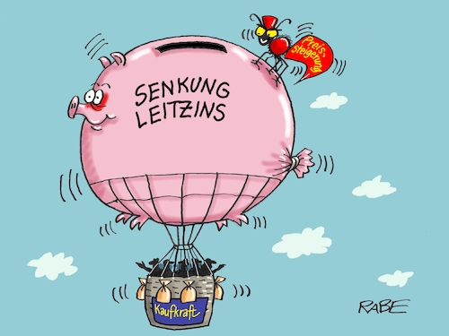 Cartoon: Leitzins (medium) by RABE tagged leitzins,zinsen,ezb,senkung,euro,zinswende,geld,zentralbank,rabe,ralf,böhme,cartoon,karikatur,pressezeichnung,farbcartoon,tagescartoon,ballon,fesselballon,heissluftballon,sparschwein,sandsäcke,korb,kaufkraft,preissteigerung,konjunktur,aufschwung,leitzins,zinsen,ezb,senkung,euro,zinswende,geld,zentralbank,rabe,ralf,böhme,cartoon,karikatur,pressezeichnung,farbcartoon,tagescartoon,ballon,fesselballon,heissluftballon,sparschwein,sandsäcke,korb,kaufkraft,preissteigerung,konjunktur,aufschwung