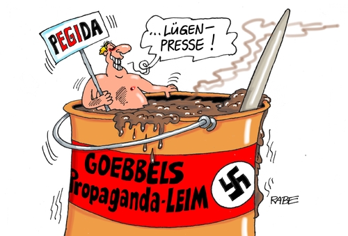 Cartoon: Lügenpresse (medium) by RABE tagged lügenpresse,unwort,pegida,propaganda,nazis,goebbels,islam,islamisten,terroristen,islamisierung,dresden,paris,attentat,redakteure,satire,satiremagazin,rabe,ralf,böhme,cartoon,karikatur,pressezeichnung,farbcartoon,tagescartoon,neonazis,rechte,terrorismus,eimer,leimspur,lügenpresse,unwort,pegida,propaganda,nazis,goebbels,islam,islamisten,terroristen,islamisierung,dresden,paris,attentat,redakteure,satire,satiremagazin,rabe,ralf,böhme,cartoon,karikatur,pressezeichnung,farbcartoon,tagescartoon,neonazis,rechte,terrorismus,eimer,leimspur