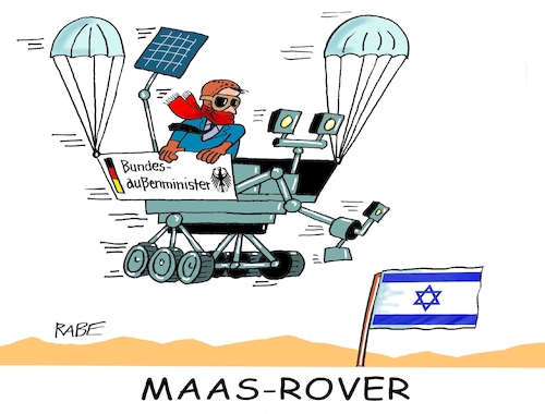 Cartoon: Maasion impossible (medium) by RABE tagged heiko,maas,bundesaußenminister,israel,gaza,hamas,israelis,luftangriffe,siedlungsbau,rabe,ralf,böhme,cartoon,karikatur,pressezeichnung,farbcartoon,tagescartoon,mars,marsmission,marsmobil,vermittlungsgespräche,palästina,palästinenzer,moslems,juden,heiko,maas,bundesaußenminister,israel,gaza,hamas,israelis,luftangriffe,siedlungsbau,rabe,ralf,böhme,cartoon,karikatur,pressezeichnung,farbcartoon,tagescartoon,mars,marsmission,marsmobil,vermittlungsgespräche,palästina,palästinenzer,moslems,juden