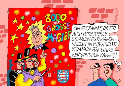 Cartoon: Magic Bodo (medium) by RABE tagged wahl,wahlomat,wahlkämpfer,europawahl,landtagswahl,wähler,wahlplakate,rabe,ralf,böhme,cartoon,karikatur,pressezeichnung,farbcartoon,tagescartoon,briefwahl,briefwähler,stimmzettel,brief,briefkuvert,landtagswahlen,thüringen,sachsen,bodo,ramelow,ministerpräsident,erfurt,zauberer,magier,zauberstab,wahlplakat,linke,stimmen,bsw,sarha,wagenknecht,wahl,wahlomat,wahlkämpfer,europawahl,landtagswahl,wähler,wahlplakate,rabe,ralf,böhme,cartoon,karikatur,pressezeichnung,farbcartoon,tagescartoon,briefwahl,briefwähler,stimmzettel,brief,briefkuvert,landtagswahlen,thüringen,sachsen,bodo,ramelow,ministerpräsident,erfurt,zauberer,magier,zauberstab,wahlplakat,linke,stimmen,bsw,sarha,wagenknecht