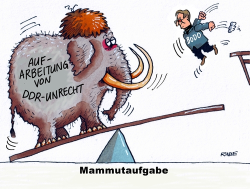 Cartoon: Mammutaufgabe (medium) by RABE tagged sprung,wippe,eiszeit,mammut,tagescartoon,farbcartoon,pressezeichnung,karikatur,cartoon,böhme,ralf,rabe,stasi,diktatur,sed,unrechtsstaat,unrecht,ddr,afd,bodo,ministerpräsident,thüringen,linke,mohring,ramelow,ramelow,mohring,linke,thüringen,ministerpräsident,bodo,afd,ddr,unrecht,unrechtsstaat,sed,diktatur,stasi,rabe,ralf,böhme,cartoon,karikatur,pressezeichnung,farbcartoon,tagescartoon,mammut,eiszeit,wippe,sprung