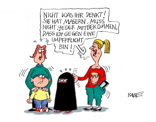 Cartoon: Masernschutz II (medium) by RABE tagged masern,masernimpfung,pflichtimpfung,spahn,giffey,rabe,ralf,böhme,cartoon,karikatur,pressezeichnung,farbcartoon,tagescartoon,muslime,burka,impfgegner,masern,masernimpfung,pflichtimpfung,spahn,giffey,rabe,ralf,böhme,cartoon,karikatur,pressezeichnung,farbcartoon,tagescartoon,muslime,burka,impfgegner