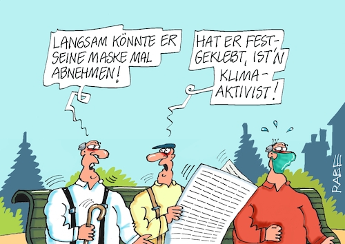 Cartoon: Maskenkleber (medium) by RABE tagged corona,pandemie,ausstieg,masken,rabe,ralf,böhme,karikatur,pressezeichnung,farbcartoon,tagescartoon,coronavorschriften,maskenpflich,mutante,ecke,eckenwitz,keule,normalbetrieb,klima,klimaaktivisten,kleber,leim,uhu,patex,rentner,bank,corona,pandemie,ausstieg,masken,rabe,ralf,böhme,karikatur,pressezeichnung,farbcartoon,tagescartoon,coronavorschriften,maskenpflich,mutante,ecke,eckenwitz,keule,normalbetrieb,klima,klimaaktivisten,kleber,leim,uhu,patex,rentner,bank