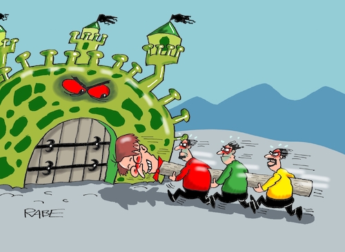 Cartoon: Mauerbrecher (medium) by RABE tagged ampel,ampelkoalition,koalitionsvertrag,fdp,spd,grüne,rabe,ralf,böhme,cartoon,karikatur,pressezeichnung,farbcartoon,tagescartoon,lupe,vergrößerung,lösungen,lösungsvorschläge,corona,karl,lauterbach,wellenbrecher,bundesgesundheitminister,coronapandemie,impfpflicht,festung,burg,mauerbrecher,ramme,erstürmung,ampel,ampelkoalition,koalitionsvertrag,fdp,spd,grüne,rabe,ralf,böhme,cartoon,karikatur,pressezeichnung,farbcartoon,tagescartoon,lupe,vergrößerung,lösungen,lösungsvorschläge,corona,karl,lauterbach,wellenbrecher,bundesgesundheitminister,coronapandemie,impfpflicht,festung,burg,mauerbrecher,ramme,erstürmung