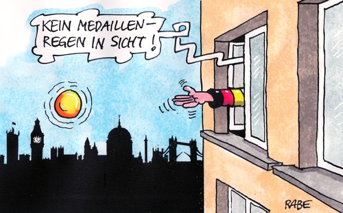 Cartoon: Medaillenregen (medium) by RABE tagged london,olympiade,medaillen,medallienregen,goldmedaille,sieger,siegerpotest,gewinner,winner,wettkämpfe,mannschaft,mannschaftsunterkünfte,wetter,regen,regenschauer,nebel,fenster,skyline,tower,towerbridge,doping,sportler,medaillenspiegel,london,olympiade