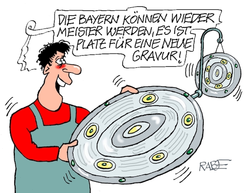 Cartoon: Meisterschale (medium) by RABE tagged fußball,bundesliga,meistertitel,meisterschale,fc,bayern,münchen,cartoon,karikatur,pressezeichnung,farbcartoon,tagescartoon,rabe,ralf,böhme,sport,spielfelld,sieger,meister,gravur,graveur,rettung,rettungsboot,fußball,bundesliga,meistertitel,meisterschale,fc,bayern,münchen,cartoon,karikatur,pressezeichnung,farbcartoon,tagescartoon,rabe,ralf,böhme,sport,spielfelld,sieger,meister,gravur,graveur,rettung,rettungsboot