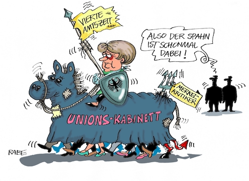 Cartoon: Merkel Grazy Hours (medium) by RABE tagged sonderparteitag,spd,martin,schulz,ja,groko,koalitionsverhandlungen,rabe,ralf,böhme,cartoon,karikatur,pressezeichnung,farbcartoon,tagescartoon,merkel,union,koalitionsgespräche,neuwahlen,mitgliederbefragung,nahles,scholz,jusos,basis,parteitag,berlin,kaninett,ministerposten,vorstellung,pressekonferenz,unionskabinett,merkelkabinett,pferd,verkleidung,maskerade,amtszeit,gesundheitsminister,jens,spahn,kritik,merkelkritiker,teufel,satan,sonderparteitag,spd,martin,schulz,ja,groko,koalitionsverhandlungen,rabe,ralf,böhme,cartoon,karikatur,pressezeichnung,farbcartoon,tagescartoon,merkel,union,koalitionsgespräche,neuwahlen,mitgliederbefragung,nahles,scholz,jusos,basis,parteitag,berlin,kaninett,ministerposten,vorstellung,pressekonferenz,unionskabinett,merkelkabinett,pferd,verkleidung,maskerade,amtszeit,gesundheitsminister,jens,spahn,kritik,merkelkritiker,teufel,satan