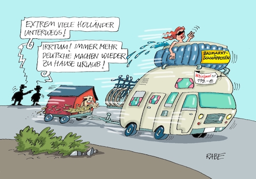 Cartoon: Mobiler Urlaub (medium) by RABE tagged virus,corona,pandemie,coronakrise,rabe,ralf,böhme,cartoon,karikatur,pressezeichnung,farbcartoon,tagescartoon,viren,virenschutz,mundschutz,desinfektion,föderal,föderalismus,ländersache,coronazeiten,urlaub,lockerungen,hygieneregeln,coronatest,reisen,reismobil,wohnmobil,caravan,hund,hundehütte,familie,holland,niederlande,wohnwagen,whirlpool,baumarkt,radtour,räder,fahrräder,virus,corona,pandemie,coronakrise,rabe,ralf,böhme,cartoon,karikatur,pressezeichnung,farbcartoon,tagescartoon,viren,virenschutz,mundschutz,desinfektion,föderal,föderalismus,ländersache,coronazeiten,urlaub,lockerungen,hygieneregeln,coronatest,reisen,reismobil,wohnmobil,caravan,hund,hundehütte,familie,holland,niederlande,wohnwagen,whirlpool,baumarkt,radtour,räder,fahrräder