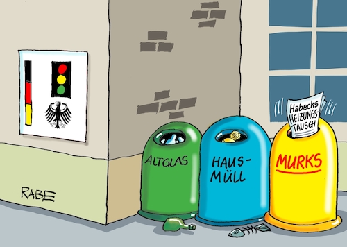 Cartoon: Murkscontainer (medium) by RABE tagged gas,gassparen,gasnotstand,gasgeben,sanktionen,gasspeicher,gasheizung,rabe,ralf,böhme,cartoon,karikatur,pressezeichnung,farbcartoon,tagescartoon,robert,habeck,putin,ukrainekrieg,wumms,doppelwumms,grüne,ampel,heizungstausch,wärmewende,murks,abfall,ausschuß,abfallcontainer,wärmepumpen,gas,gassparen,gasnotstand,gasgeben,sanktionen,gasspeicher,gasheizung,rabe,ralf,böhme,cartoon,karikatur,pressezeichnung,farbcartoon,tagescartoon,robert,habeck,putin,ukrainekrieg,wumms,doppelwumms,grüne,ampel,heizungstausch,wärmewende,murks,abfall,ausschuß,abfallcontainer,wärmepumpen