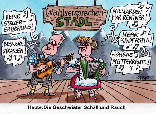 Cartoon: Mutandenstadl (medium) by RABE tagged merkel,cdu,kanzlerin,seehofer,csu,wahlprogramm,wahlversprechen,steuererhöhung,straßenausbau,rentenerhöhung,kindergelderhöhung,mütterrenten,stadl,musikanten,volksmusik,musikantenstadel,moik,folklore,naptalduo,silbereisen,rabe,ralf,böhme,cartoon,carikatur,pressezeichnung,farbcartoon,bühne,berge,jodeln,bundestagswahl,wähler,umfrage,union,wahlsieg,september,berlin,mandatsträger,fdp,koalition,merkel,cdu,kanzlerin,seehofer,csu,wahlprogramm,wahlversprechen,steuererhöhung,straßenausbau,rentenerhöhung,kindergelderhöhung,mütterrenten,stadl,musikanten,volksmusik,musikantenstadel,moik,folklore,naptalduo,silbereisen,rabe,ralf,böhme,cartoon,carikatur,pressezeichnung,farbcartoon,bühne,berge,jodeln,bundestagswahl,wähler,umfrage,union,wahlsieg,september,berlin,mandatsträger,fdp,koalition