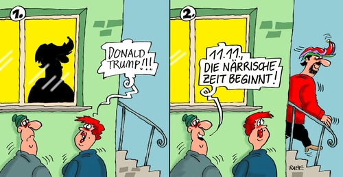 Cartoon: Närrische Zeiten (medium) by RABE tagged trump,clinton,tv,duell,usa,wahlkampf,präsidentschaftskandidat,präsidentschaftswahlkampf,rabe,ralf,böhme,cartoon,karikatur,pressezeichnung,farbcartoon,tagescartoon,präsident,karnevalsaison,elfterelfter,fasching,karnevalsauftakt,narren,trump,clinton,tv,duell,usa,wahlkampf,präsidentschaftskandidat,präsidentschaftswahlkampf,rabe,ralf,böhme,cartoon,karikatur,pressezeichnung,farbcartoon,tagescartoon,präsident,karnevalsaison,elfterelfter,fasching,karnevalsauftakt,narren