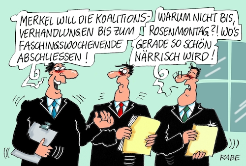 Cartoon: Närrische Zeiten (medium) by RABE tagged sonderparteitag,spd,martin,schulz,ja,groko,koalitionsverhandlungen,rabe,ralf,böhme,cartoon,karikatur,pressezeichnung,farbcartoon,tagescartoon,merkel,union,koalitionsgespräche,jusos,parteieintritt,forderungen,änderungen,karneval,narren,fasching,faschingswochenende,rosenmontag,sonderparteitag,spd,martin,schulz,ja,groko,koalitionsverhandlungen,rabe,ralf,böhme,cartoon,karikatur,pressezeichnung,farbcartoon,tagescartoon,merkel,union,koalitionsgespräche,jusos,parteieintritt,forderungen,änderungen,karneval,narren,fasching,faschingswochenende,rosenmontag