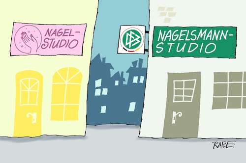 Cartoon: Nagelstudio (medium) by RABE tagged fußball,ball,sport,bundesliga,trainer,fc,bayern,münchen,entlassung,nagelsmann,rabe,ralf,böhme,cartoon,karikatur,pressezeichnung,farbcartoon,tagescartoon,hintertür,tabellenführung,tuchel,trainerwechsel,hansi,flick,bundestrainer,rauswurf,dfb,niederlage,testspiel,rudi,völler,nagelstudio,fingernägel,kosmetiksalon,fußball,ball,sport,bundesliga,trainer,fc,bayern,münchen,entlassung,nagelsmann,rabe,ralf,böhme,cartoon,karikatur,pressezeichnung,farbcartoon,tagescartoon,hintertür,tabellenführung,tuchel,trainerwechsel,hansi,flick,bundestrainer,rauswurf,dfb,niederlage,testspiel,rudi,völler,nagelstudio,fingernägel,kosmetiksalon