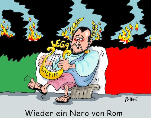 Cartoon: Nero Salvini (medium) by RABE tagged mittelmeer,savini,conte,italien,rom,regierung,lega,regierungsbündnis,bruch,rabe,ralf,böhme,cartoon,karikatur,pressezeichnung,farbcartoon,tagescartoon,nero,brand,feuer,flammen,lyra,gesang,flüchtlingskrise,schlepper,mittelmeer,savini,conte,italien,rom,regierung,lega,regierungsbündnis,bruch,rabe,ralf,böhme,cartoon,karikatur,pressezeichnung,farbcartoon,tagescartoon,nero,brand,feuer,flammen,lyra,gesang,flüchtlingskrise,schlepper