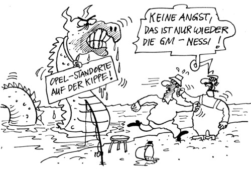 Cartoon: Nessi (medium) by RABE tagged opel,gewinzone,spekulation,schottland,ness,loch,kippe,nessi,gm,standortschließung,werksschließung,betriebsrat,seeschlange,ungeheuer,auftauchen,angler,port,ellesmere,bochum,eisenach,standort,management,corsa,astra,opel,betriebsrat,gm,nessi,schottland,spekulation,werksschließung,standortschließung,autos