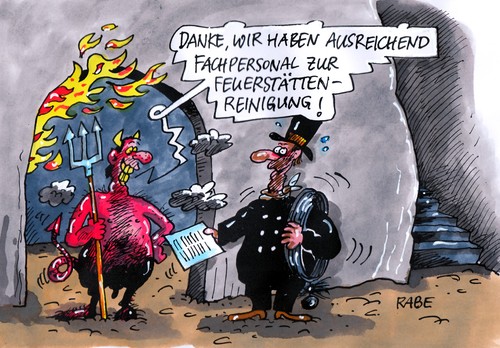 Cartoon: Neue Verordnung für Feger (medium) by RABE tagged schornsteinfeger,glücksbringer,schwarz,russ,besen,schornstein,schlot,esse,kamin,rauch,rauchabzug,ofen,feuer,feuerstätte,heizung,reinigung,fachpersonal,eu,verordnung,hölle,teufel,satan,höllenfeuer,schornsteinfeger,glücksbringer,schwarz,schornstein