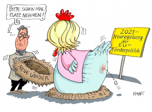 Cartoon: Neuregelung (medium) by RABE tagged europawahl,mai,brüssel,eu,rabe,ralf,böhme,cartoon,karikatur,pressezeichnung,farbcartoon,tagescartoon,kreistag,kreistagswahlen,wahlsonntag,sitze,kandidaten,wahlcoaching,wähler,wählercoaching,coach,uschi,ursula,von,der,leyen,bodo,ramelow,ministerpräsident,thüringen,kommissionspräsidentin,fördergelder,neuverteilung,ostländer,bundesländer,nester,platz,ei,henne,europawahl,mai,brüssel,eu,rabe,ralf,böhme,cartoon,karikatur,pressezeichnung,farbcartoon,tagescartoon,kreistag,kreistagswahlen,wahlsonntag,sitze,kandidaten,wahlcoaching,wähler,wählercoaching,coach,uschi,ursula,von,der,leyen,bodo,ramelow,ministerpräsident,thüringen,kommissionspräsidentin,fördergelder,neuverteilung,ostländer,bundesländer,nester,platz,ei,henne