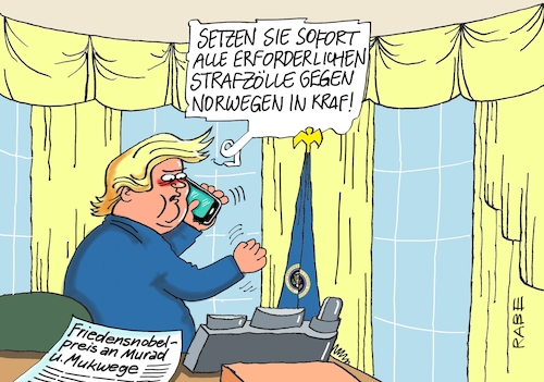 Cartoon: Nobelstrafzoll (medium) by RABE tagged trump,präsident,weisses,haus,washington,toilette,klo,klodeckel,sanierung,erneuerung,oval,office,rabe,ralf,böhme,cartoon,karikatur,pressezeichnung,farbcartoon,tagescartoon,welt,friedensnobelpreis,nobel,nobelpreis,norwegen,murad,mukwege,sexuelle,gewalt,friedensnobelkomitee,osla,strafzölle,trump,präsident,weisses,haus,washington,toilette,klo,klodeckel,sanierung,erneuerung,oval,office,rabe,ralf,böhme,cartoon,karikatur,pressezeichnung,farbcartoon,tagescartoon,welt,friedensnobelpreis,nobel,nobelpreis,norwegen,murad,mukwege,sexuelle,gewalt,friedensnobelkomitee,osla,strafzölle