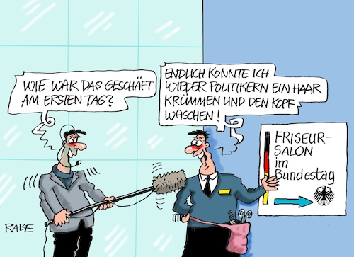 Cartoon: Nochmal Haareschneiderei (medium) by RABE tagged corona,schnelltest,flughäfen,bahnhöfe,reiserückkehrer,testpflicht,markus,söder,bußgelder,ber,hauptstadtflughafen,eröffnung,fluggäste,viren,maskenpflicht,abstandsregeln,friseur,frisör,friseursalon,haarschneider,schere,bundestag,kopf,haare,lockdown,lockerung,haarwurzel,infektionsschutz,corona,schnelltest,flughäfen,bahnhöfe,reiserückkehrer,testpflicht,markus,söder,bußgelder,ber,hauptstadtflughafen,eröffnung,fluggäste,viren,maskenpflicht,abstandsregeln,friseur,frisör,friseursalon,haarschneider,schere,bundestag,kopf,haare,lockdown,lockerung,haarwurzel,infektionsschutz