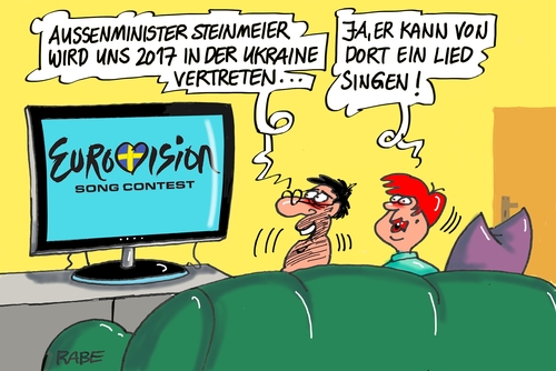 Cartoon: Nochmal Songcontest (medium) by RABE tagged song,contest,schweden,ukraine,krisenherd,russland,ukrainekrise,steinmeier,aussenminister,rabe,ralf,böhme,cartoon,karikatur,pressezeichnung,farbcartoon,tagescartoon,tv,couch,ehepaar,jami,lee,song,contest,schweden,ukraine,krisenherd,russland,ukrainekrise,steinmeier,aussenminister,rabe,ralf,böhme,cartoon,karikatur,pressezeichnung,farbcartoon,tagescartoon,tv,couch,ehepaar,jami,lee