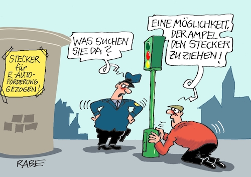 Cartoon: Nochmal Stecker (medium) by RABE tagged ampelregierung,scholz,spd,grüne,fdp,lindner,kinder,kindergrundsicherung,rabe,ralf,böhme,cartoon,karikatur,pressezeichnung,farbcartoon,tagescartoon,hausmeister,ohren,zähne,habeck,elektroautos,förderung,haushaltskrise,einsparung,kürzung,wegfall,autobranche,kaufanreiz,ampelregierung,scholz,spd,grüne,fdp,lindner,kinder,kindergrundsicherung,rabe,ralf,böhme,cartoon,karikatur,pressezeichnung,farbcartoon,tagescartoon,hausmeister,ohren,zähne,habeck,elektroautos,förderung,haushaltskrise,einsparung,kürzung,wegfall,autobranche,kaufanreiz