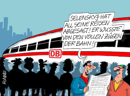 Cartoon: Nochmal volle Züge (medium) by RABE tagged pfingsten,pfingstreisen,pfingstfeiertag,pfingstreiseverkehr,reisende,bahnhof,bahnsteig,ice,züge,überfüllung,rabe,ralf,böhme,cartoon,karikatur,pressezeichnung,farbcartoon,tagescartoon,selenskyj,ukraine,ukrainekrieg,absage,reiseabsage,politik,pfingsten,pfingstreisen,pfingstfeiertag,pfingstreiseverkehr,reisende,bahnhof,bahnsteig,ice,züge,überfüllung,rabe,ralf,böhme,cartoon,karikatur,pressezeichnung,farbcartoon,tagescartoon,selenskyj,ukraine,ukrainekrieg,absage,reiseabsage,politik