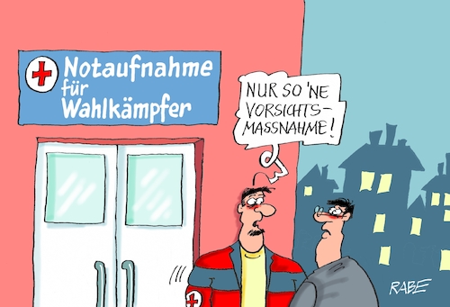 Cartoon: Not am Mann und der Frau (medium) by RABE tagged wahl,wahlomat,wahlkämpfer,europawahl,landtagswahl,wähler,wahlplakate,rabe,ralf,böhme,cartoon,karikatur,pressezeichnung,farbcartoon,tagescartoon,gewalt,sanitäter,notaufnahme,notarzt,wahl,wahlomat,wahlkämpfer,europawahl,landtagswahl,wähler,wahlplakate,rabe,ralf,böhme,cartoon,karikatur,pressezeichnung,farbcartoon,tagescartoon,gewalt,sanitäter,notaufnahme,notarzt