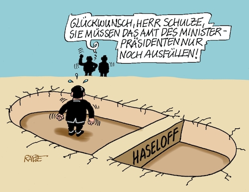 Cartoon: O Sohlemio Schulze (medium) by RABE tagged merz,kanzler,koalition,union,spd,klingbeil,cartoon,karikatur,pressezeichnung,farbcartoon,tagescartoon,bürokratie,verwaltung,beamte,modernisierung,monster,drachen,schwert,holzschwert,nägel,säge,reiner,haseloff,schulze,ministerpräsident,wahl,sachsen,anhalt,sven,sohle,fußabdruck,amtsübernahme,merz,kanzler,koalition,union,spd,klingbeil,cartoon,karikatur,pressezeichnung,farbcartoon,tagescartoon,bürokratie,verwaltung,beamte,modernisierung,monster,drachen,schwert,holzschwert,nägel,säge,reiner,haseloff,schulze,ministerpräsident,wahl,sachsen,anhalt,sven,sohle,fußabdruck,amtsübernahme