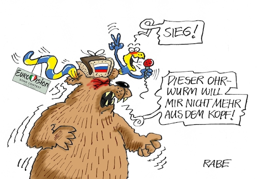 Cartoon: Ohrwurm (medium) by RABE tagged usa,biden,telefonat,putin,moskau,kreml,kremlchef,rabe,ralf,böhme,cartoon,karikatur,pressezeichnung,farbcartoon,tagescartoon,ukraine,ukrainekrise,nato,telefonleitung,gipfel,ukrainegipfel,macron,ukrainekrieg,songcontest,esc,sieger,bär,pelmütze,sänger,schlager,schlagerwettbewerb,italien,turin,gesang,apell,usa,biden,telefonat,putin,moskau,kreml,kremlchef,rabe,ralf,böhme,cartoon,karikatur,pressezeichnung,farbcartoon,tagescartoon,ukraine,ukrainekrise,nato,telefonleitung,gipfel,ukrainegipfel,macron,ukrainekrieg,songcontest,esc,sieger,bär,pelmütze,sänger,schlager,schlagerwettbewerb,italien,turin,gesang,apell