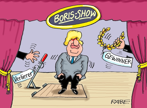 Cartoon: One Man Show (medium) by RABE tagged boris,johnson,brexit,londown,downing,street,bühne,sieger,verliehrer,rabe,ralf,böhme,cartoon,karikatur,pressezeichnung,farbcartoon,tagescartoon,toris,schicksalstag,sunak,konservative,party,gate,affäre,corona,lockdown,unterhaus,boris,johnson,brexit,londown,downing,street,bühne,sieger,verliehrer,rabe,ralf,böhme,cartoon,karikatur,pressezeichnung,farbcartoon,tagescartoon,toris,schicksalstag,sunak,konservative,party,gate,affäre,corona,lockdown,unterhaus