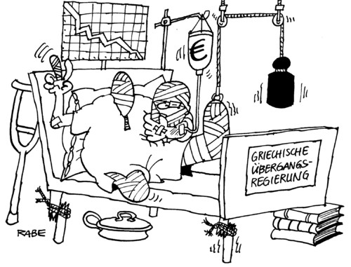 Cartoon: Papademos (medium) by RABE tagged infusion,tropf,schieber,gipsbein,mullbinden,verband,krücke,krüppel,patient,krankenbett,krankenhaus,schuldenschnitt,brüssel,eu,rettungsschirm,schuldenkrise,eurokrise,euro,ministerpräsident,sozialisten,papandreou,griechenland,übergangsregierung,papademos,übergangsregierung,griechenland,papandreou,sozialisten,ministerpräsident,euro,schuldenkrise,eurokrise