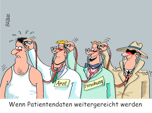 Cartoon: Patientendaten (medium) by RABE tagged groko,union,cdu,csu,spd,merkel,akk,berlin,bundesregierung,befragung,rabe,ralf,böhme,cartoon,karikatur,pressezeichnung,farbcartoon,tagescartoon,prügelei,halbzeit,halbzeitbilanz,jens,spahn,gesundheitsminister,forschung,daten,patientendaten,bnd,geheimdienste,arzt,abhören,stethoskop,gesundheitsdaten,krankenkasse,datenschutz,nutzung,weitergabe,weiternutzung,groko,union,cdu,csu,spd,merkel,akk,berlin,bundesregierung,befragung,rabe,ralf,böhme,cartoon,karikatur,pressezeichnung,farbcartoon,tagescartoon,prügelei,halbzeit,halbzeitbilanz,jens,spahn,gesundheitsminister,forschung,daten,patientendaten,bnd,geheimdienste,arzt,abhören,stethoskop,gesundheitsdaten,krankenkasse,datenschutz,nutzung,weitergabe,weiternutzung