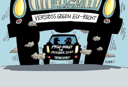 Cartoon: PKW Maut EUGH Urteil (medium) by RABE tagged europawahl,mai,brüssel,eu,rabe,ralf,böhme,cartoon,karikatur,pressezeichnung,farbcartoon,tagescartoon,eugh,gerichtshof,urteil,csu,pkw,maut,autobahnen,ausländer,benachteiligung,verkehrsminister,scheuer,prestigeprojekt,rollertruck,autofahrer,kfz,steuer,europawahl,mai,brüssel,eu,rabe,ralf,böhme,cartoon,karikatur,pressezeichnung,farbcartoon,tagescartoon,eugh,gerichtshof,urteil,csu,pkw,maut,autobahnen,ausländer,benachteiligung,verkehrsminister,scheuer,prestigeprojekt,rollertruck,autofahrer,kfz,steuer