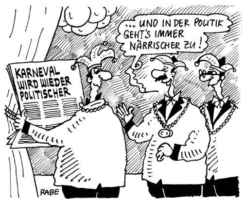 Cartoon: Politischer Karneval (medium) by RABE tagged karneval,fasching,elferrat,narrenkappe,prunksitzung,politik,aschermittwoch,euro,krise,fettnäpfceh,bütt,büttenrede,schunkel,spaß,narrenfreiheit,abgeordnete,minister,berlin,bonn,regierung,regierungsviertel,presse,festsaal,karneval,fasching,schunkeln,elferrat,festsaal,bühne,elferatssitzung,festakt,schmücken,narren,narrenkappe,verkleidung,verkleiden,aschermittwoch