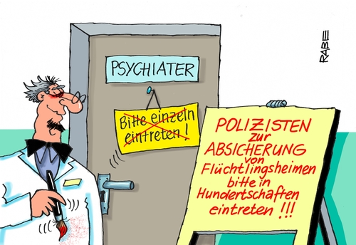 Cartoon: Psychiater (medium) by RABE tagged flüchtlingsheime,flüchtlinge,asylantenheim,ausländerfeindlichkeit,rechtsradikale,linke,demonstration,demonstrationsverbot,rabe,ralf,böhme,cartoon,karikatur,pressezeichnung,farbcartoon,tagescartoon,heidenau,polizei,polizeieinsatz,brandanschlag,psychiater,couch,hundertschaft,polizisten,aufmarsch,flüchtlingsheime,flüchtlinge,asylantenheim,ausländerfeindlichkeit,rechtsradikale,linke,demonstration,demonstrationsverbot,rabe,ralf,böhme,cartoon,karikatur,pressezeichnung,farbcartoon,tagescartoon,heidenau,polizei,polizeieinsatz,brandanschlag,psychiater,couch,hundertschaft,polizisten,aufmarsch